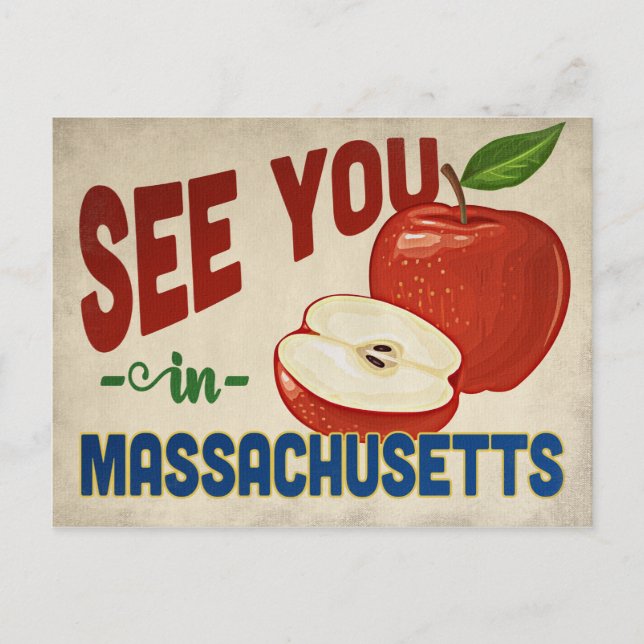 Cartão Postal Massachusetts Apple - Viagens vintage (Frente)
