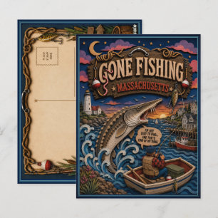 Cartão Postal Massachusetts Gone Fishing Esturjão do Atlântico