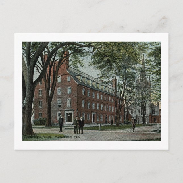 Cartão Postal Massachusetts Hall, Cambridge Vintage (Frente)
