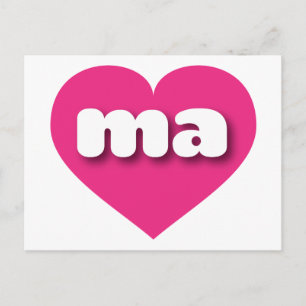 Cartão Postal Massachusetts Hot Pink Heart - Amor