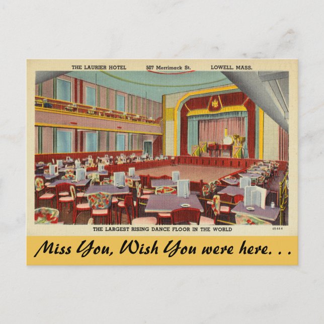 Cartão Postal Massachusetts, Laurier Hotel, Lowell (Frente)