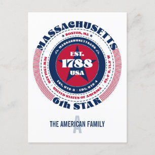 Cartão Postal Massachusetts, MÃES de Boston, Monograma Patriótic