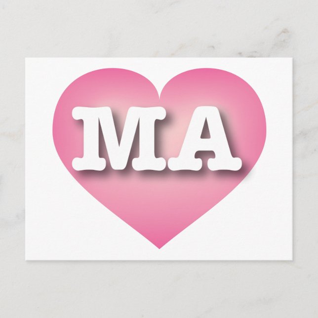 Cartão Postal Massachusetts Pink Fade Heart - Eu amo MÃES (Frente)