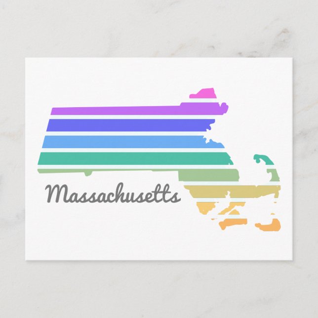 Cartão Postal Massachusetts Rainbow Pride Vacinação Minimalista (Frente)