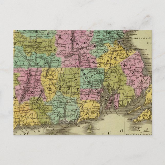 Cartão Postal Massachusetts Rhode Island E Connecticut 2 (Frente)