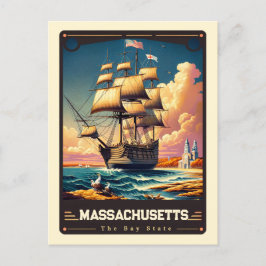 Cartão Postal Massachusetts | Vintage espirituosa patriótica