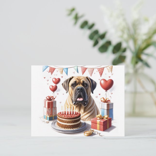 Cartão Postal Mastiff auf einer Feier (Em pé/Frente)
