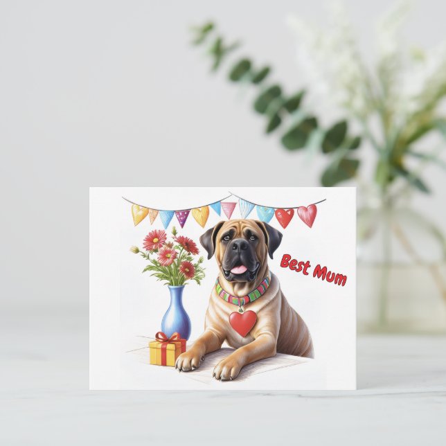 Cartão Postal Mastiff em uma festa (Em pé/Frente)