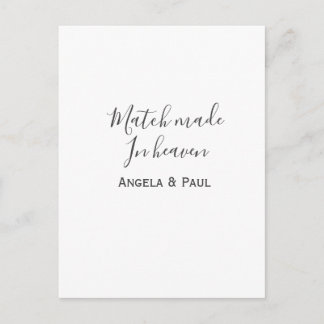 Cartão Postal Match made in heaven name couple wedding simple