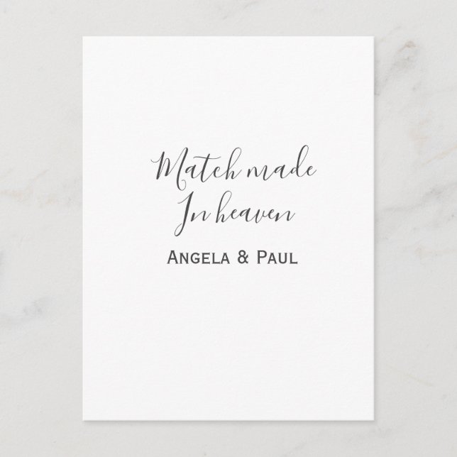 Cartão Postal Match made in heaven name couple wedding simple  (Frente)