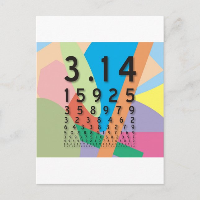 Cartão Postal Matemática: a colorida constante matemática de Pi (Frente)