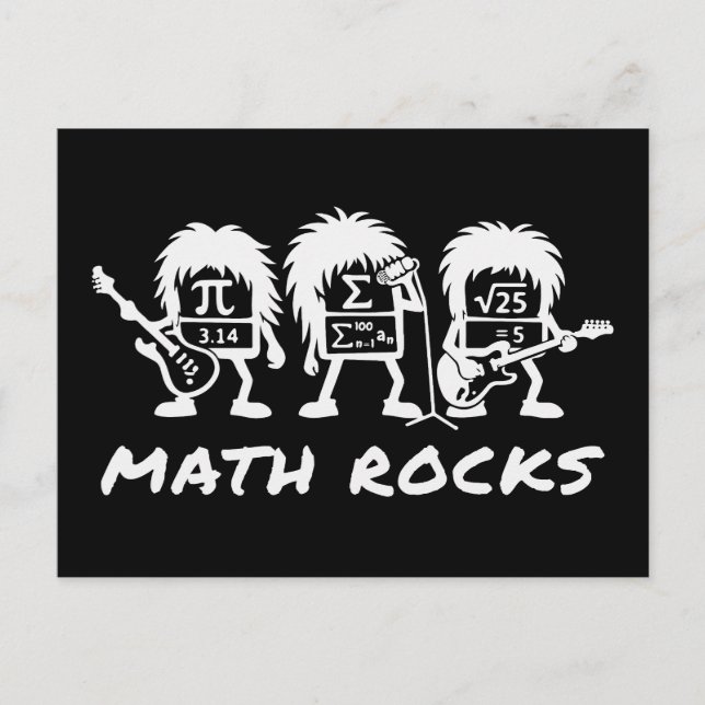 Cartão Postal Matemática Rochas Humor de Banda de Rock Acadêmico (Frente)