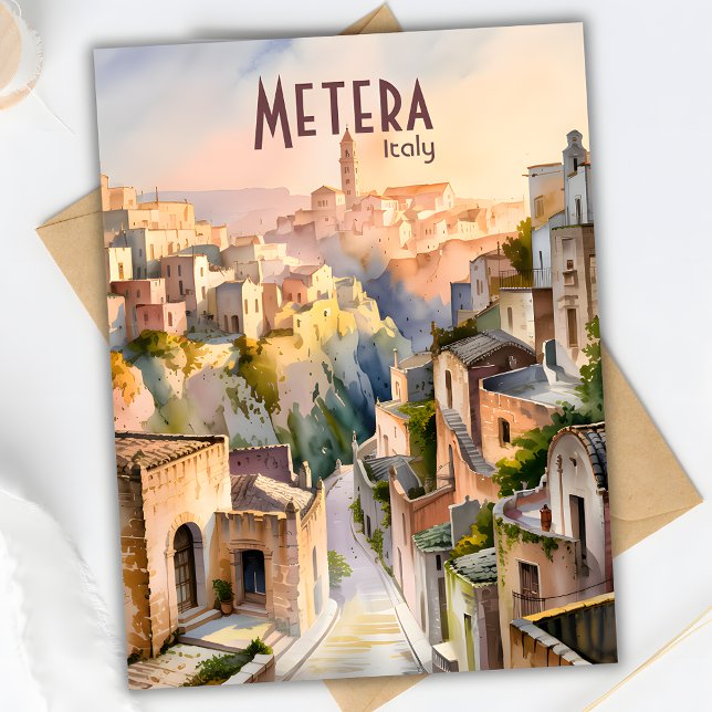 Cartão Postal Matera Personalizado Itália Viagem Sassi di Matera (Matera Italy Travel Sassi di Matera Postcard)