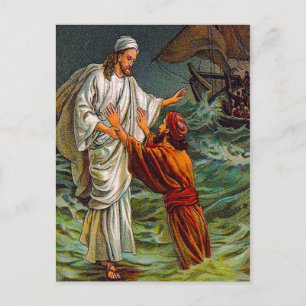 cartão postal Mateus 14:28-33 Senhor, Salva-Me