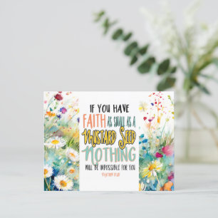 Cartão Postal Mateus 17:20 Fé como uma Bíblia de Sementes de Mos