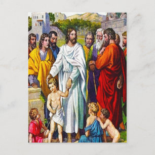 Cartão Postal Mateus 19:13-15 Crianças Vêm a Jesus pos