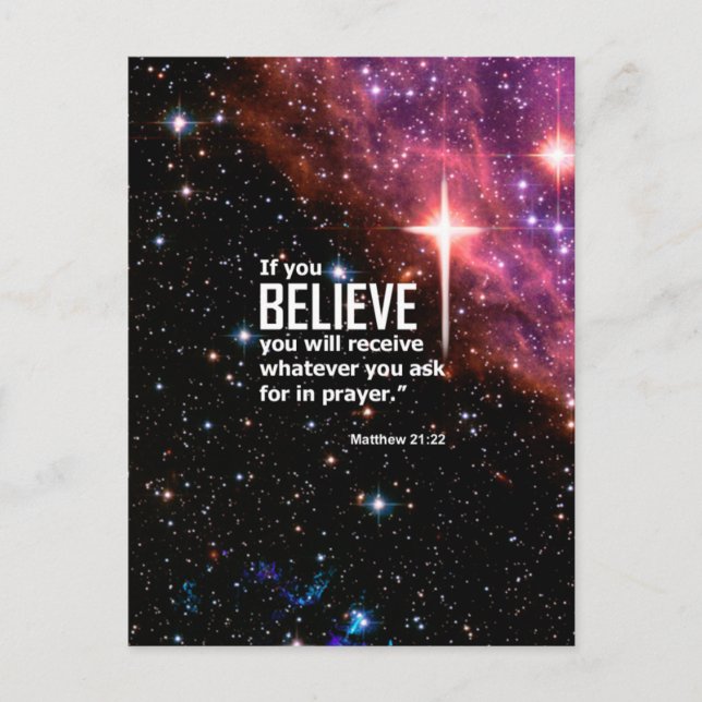Cartão Postal Mateus 21:22 (Frente)