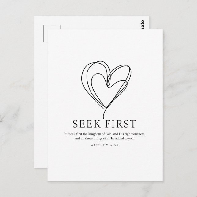 Cartão Postal Mateus 6:33 Procure primeiro o Reino de Deus (Frente/Verso)
