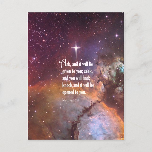 Cartão Postal Mateus 7:7 (Frente)