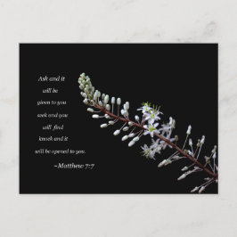 Cartão Postal Mateus 7:7 floral branco