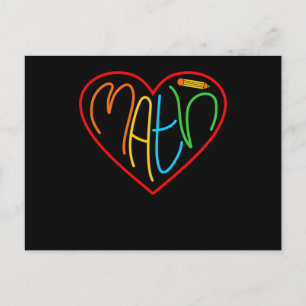 Cartão Postal Math Love Heart Mathematics Math Student