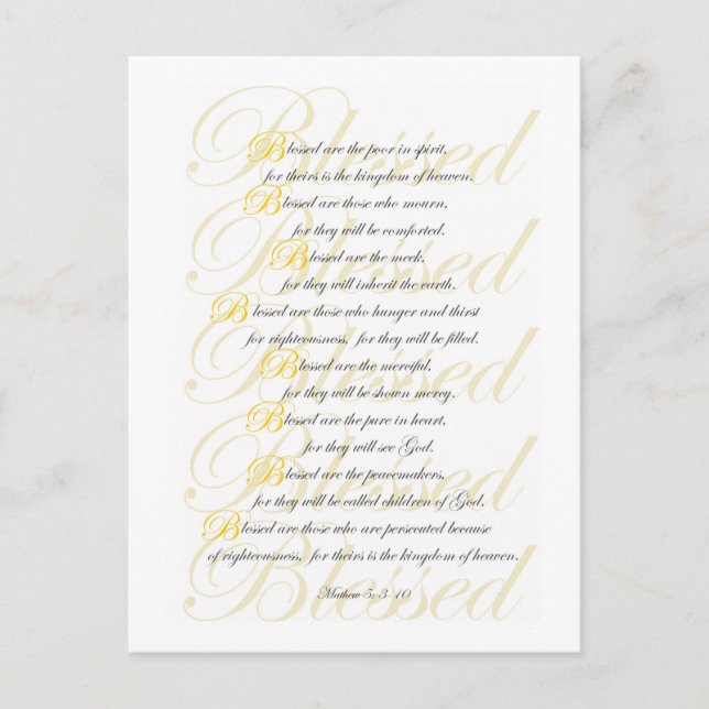 Cartão Postal Mathew 5: 3-10 (Frente)