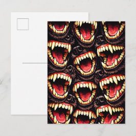 Cartão Postal Matilha de Lobos Primitivos Presas Rosnando Arte P