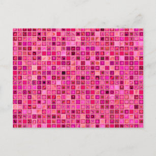 Cartão Postal Matizes De Padrão De Azulejo Mosaico Rosa Escuro,