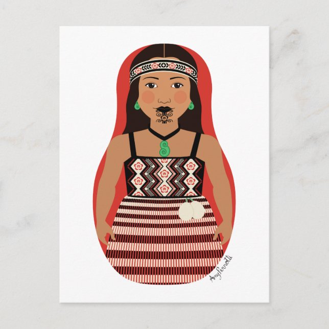 Cartão Postal Matryoshka Māori da Nova Zelândia (Frente)