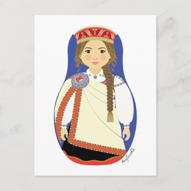 Cartão Postal Matryoshka Morena Letã (Frente)