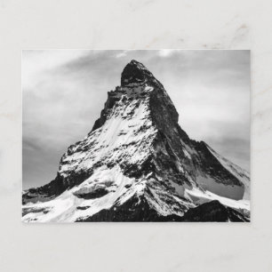 Cartão Postal Matterhorn preto e branco da montanha alpina ínic