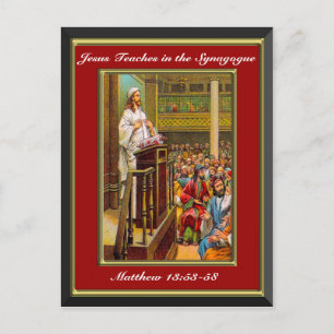 Cartão Postal Matthew 13:53-58 Ensina Jesus no Re Sinagoga