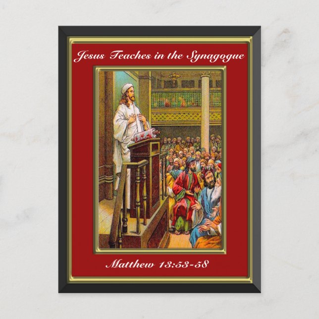 Cartão Postal Matthew 13:53-58 Ensina Jesus no Re Sinagoga (Frente)