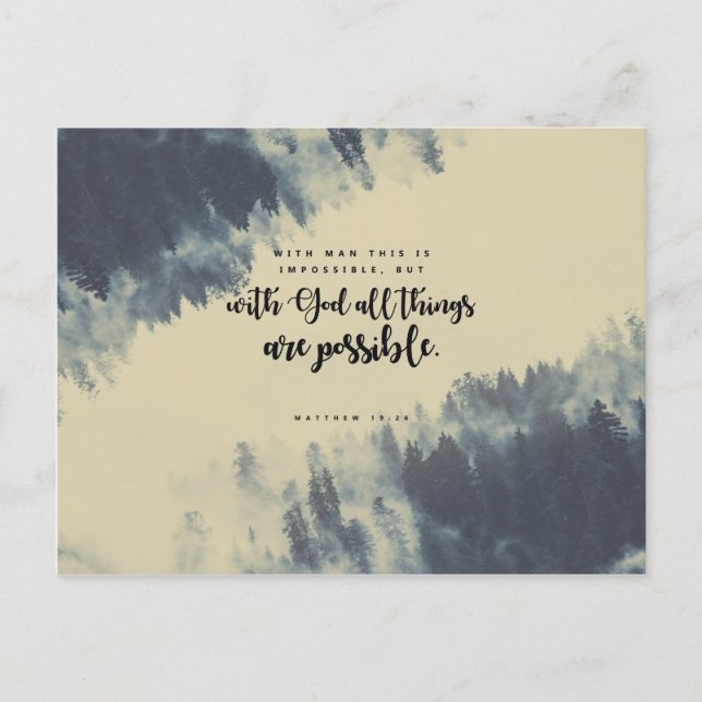 Cartão Postal Matthew 19:26 - Com Deus, todas as coisas são poss (Frente)