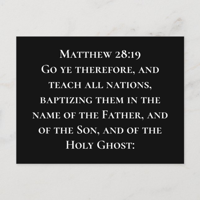 Cartão Postal Matthew 28 19 Ensinar todas as nações Missões Cris (Frente)