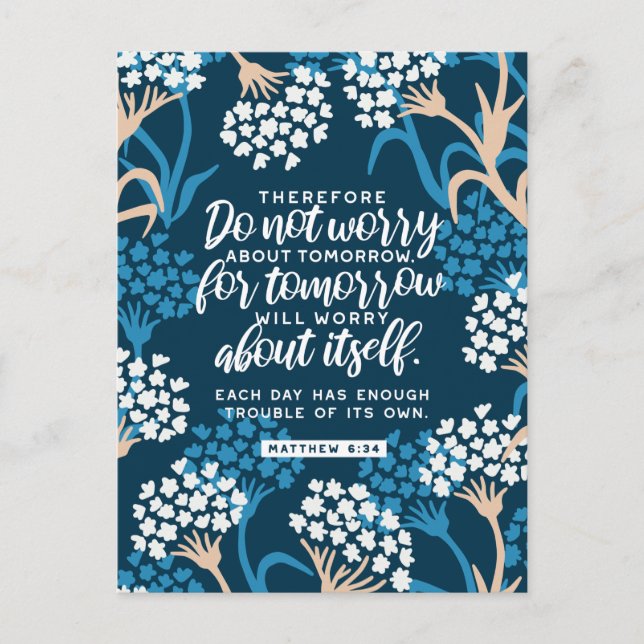 Cartão Postal Matthew 6:34 Bíblia Verse (Frente)