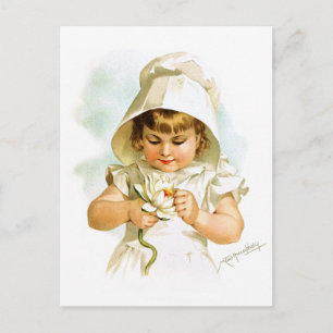 Cartão Postal Maud Humphrey: Summer Girl com Water Lily