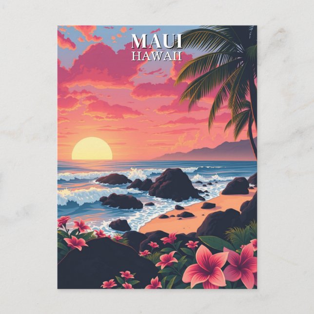 Cartão Postal Maui Havaí Aloha Viagem Antiga (Frente)