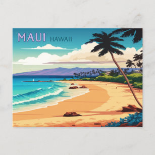 Cartão Postal Maui Hawaii Kaanapali Beach Vintage Retro
