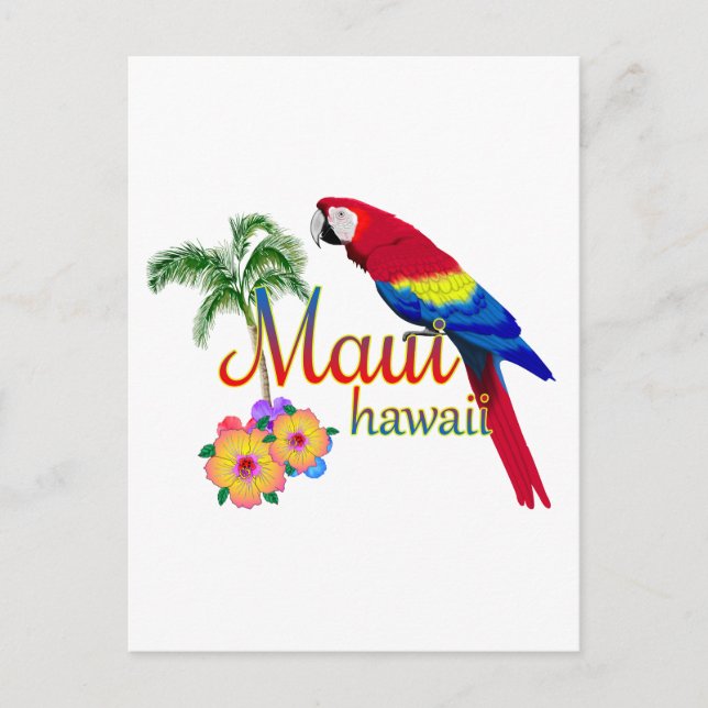 Cartão Postal Maui Hawaii - Papagaio Tropical (Frente)