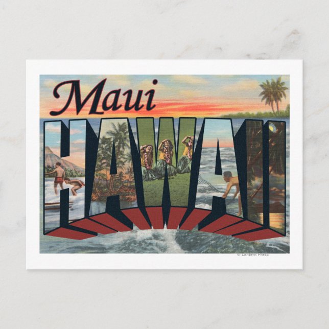 Cartão Postal Maui, HawaiiLarge - Letra ScenesMaui, HI (Frente)