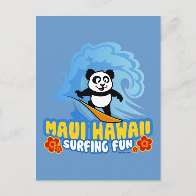 Cartão Postal Maui Surfing Panda (Frente)