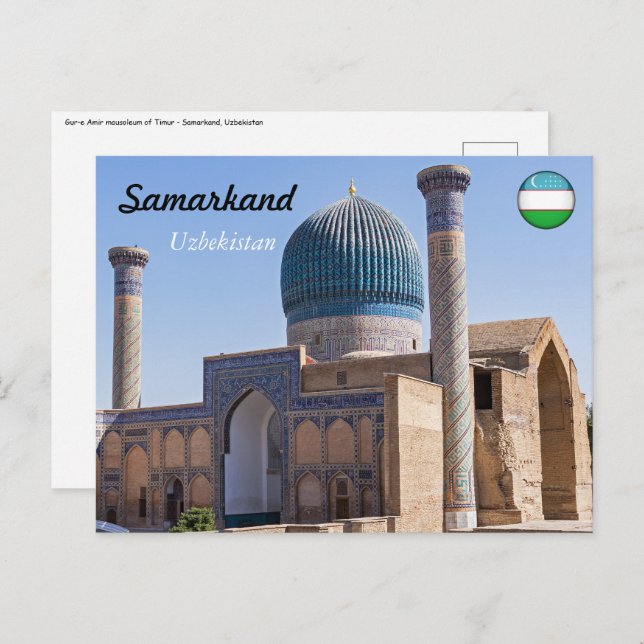Cartão Postal Mausoléu de Amir Timur - Samarcanda, Uzbequistão (Frente/Verso)