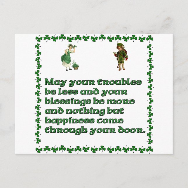Cartão Postal May your troubles be less. (Frente)