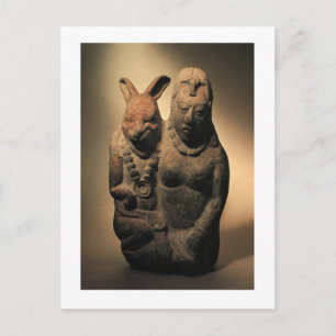 Cartão Postal Mayan Goodess Ixchel e seu companheiro de coelho