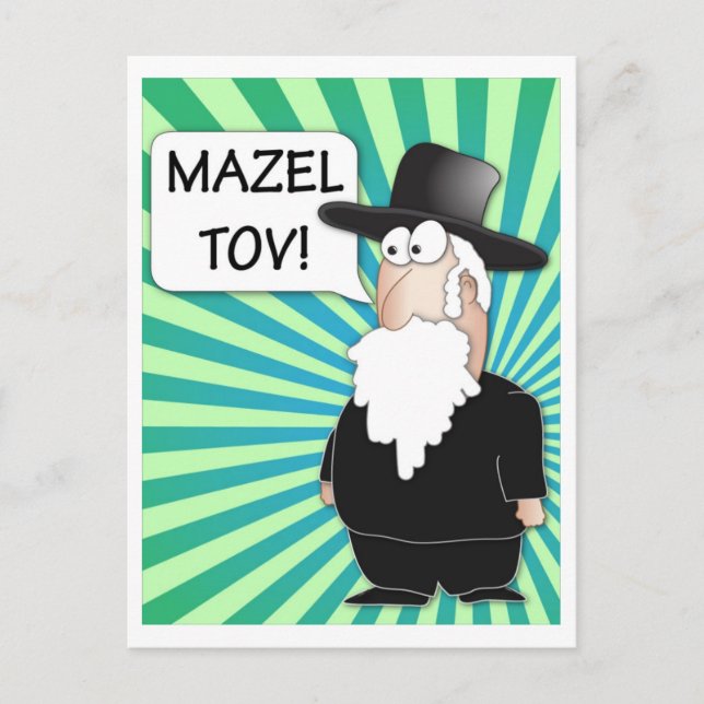 Cartão Postal Mazel Tov Postcard - Rabino Judeu (Frente)