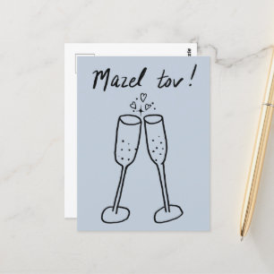 Cartão Postal Mazel Tov Wedding Champagne Cheers Sketch Doodle