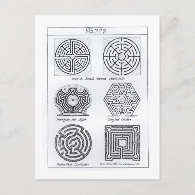 Cartão Postal Mazes, c.1900 (gravação) (foto b/w) (Frente)