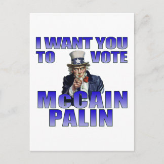 Cartão Postal McCain Palin Tio Sam