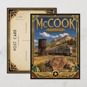 Cartão Postal McCook Nebraska Arte Deco Vintage Idade Dourada